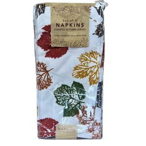 Napkins Set of 4 Same Fabric Printed  (approx.18"x18") STAMPED AUTUMN LEAVES
